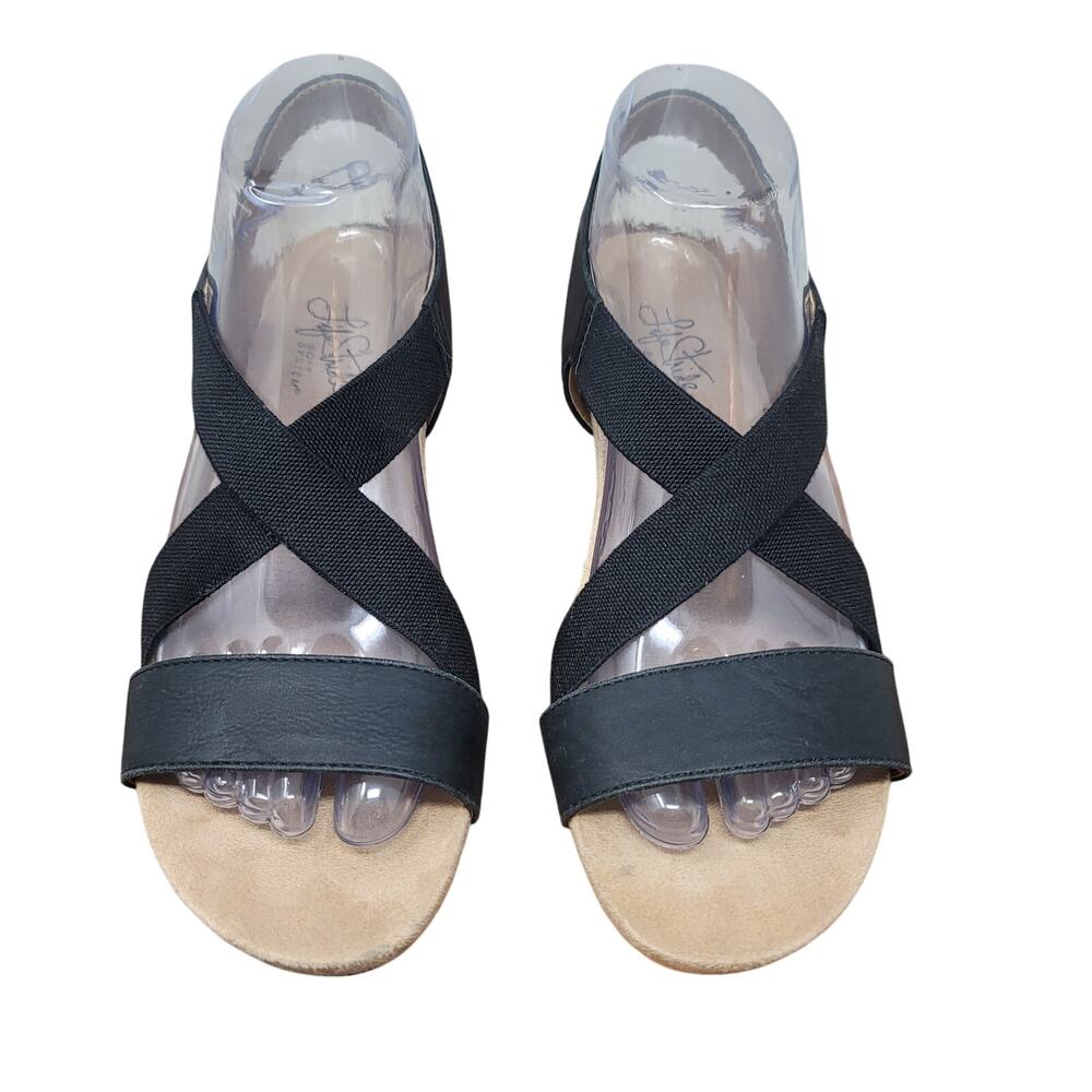 Life Stride Soft System Flex Black Strappy 2" Heel Summer Sandals 7.5M